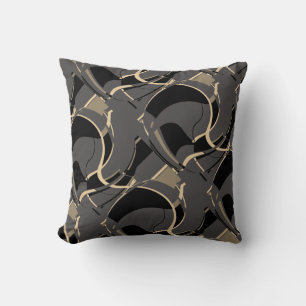 Almofada Preto-bronzeado na Design de Arte Diagonal da Cinz