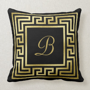 Almofada Preto chave grego do brilho Dourado elegante do