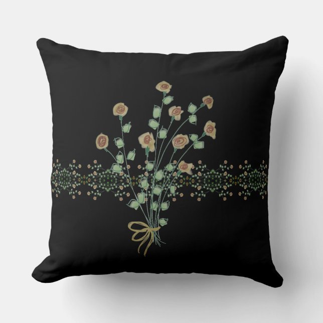 Almofada Preto com Destaque Floral (Frente)