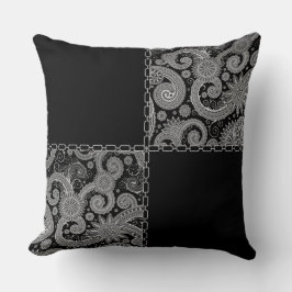 Almofada Preto de Paisley acorrentado