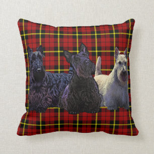 Almofada Preto de Terrier do Scottish/xadrez wheaten,
