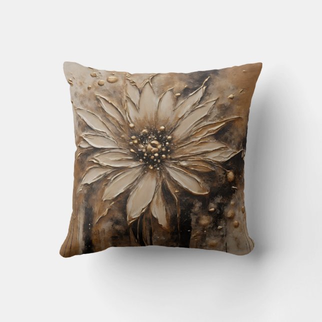 Almofada Preto Dourado Bege Floral (Verso)