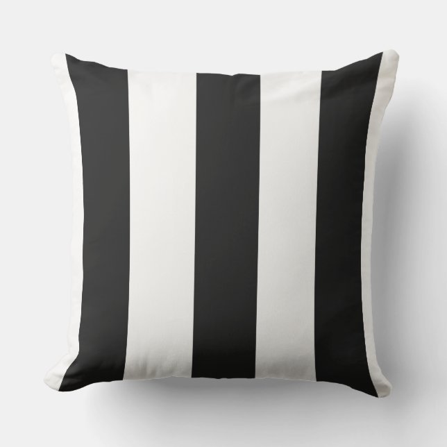 Almofada Preto e branco riscado ao ar livre (Frente)