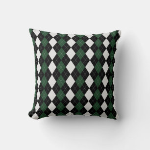 Almofada Preto e BRIT. PADRÃO DE ARGYLE DE Ouros VERDE EM R