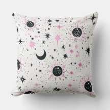 Preto e Rosa Celestial Sol Lua Estrelas