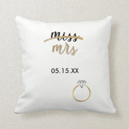 Almofada Preto & Faux Gold Foil Miss Nome Nome Travesseiro 