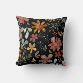 Almofada Preto Floral Impresso