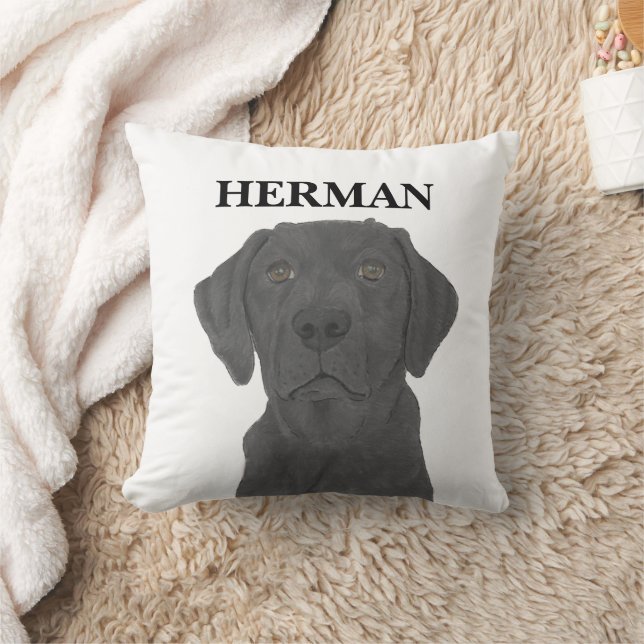 Almofada Preto Reversível Personalizado Labrador (Cobertor)