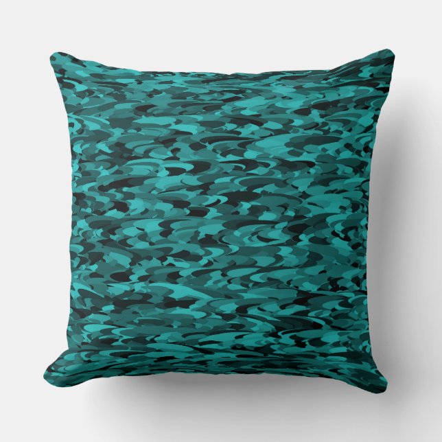 Almofada Preto-Teal do Padrão abstrato (Frente)