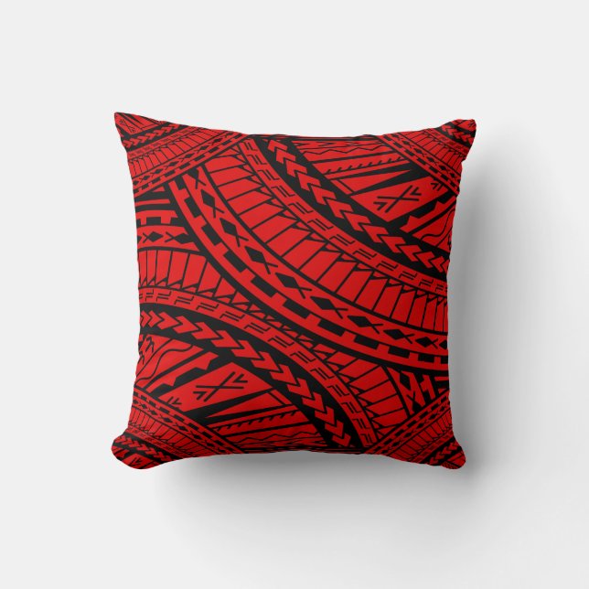 Almofada Preto vermelho da arte asteca tribal (Frente)