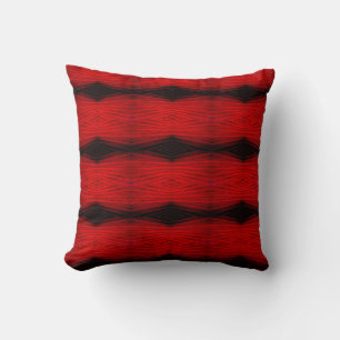 Almofada Preto, vermelho, padrão abstrato fundo sólido