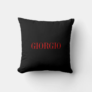 Almofada Preto Vermelho Seu Nome Minimalista Moderno Pessoa
