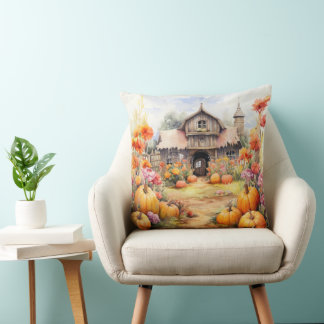 ALMOFADA PRETTY FALL FARMHOUSE AND ORANGE PUMPKINS
