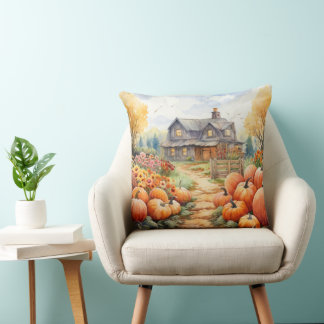 ALMOFADA PRETTY FALL FARMHOUSE AND ORANGE PUMPKINS