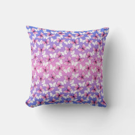 Almofada Pretty Pink and White Butterfly Throw Pillow