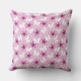 Almofada Pretty Pink Butterfly Pattern Throw Pillow