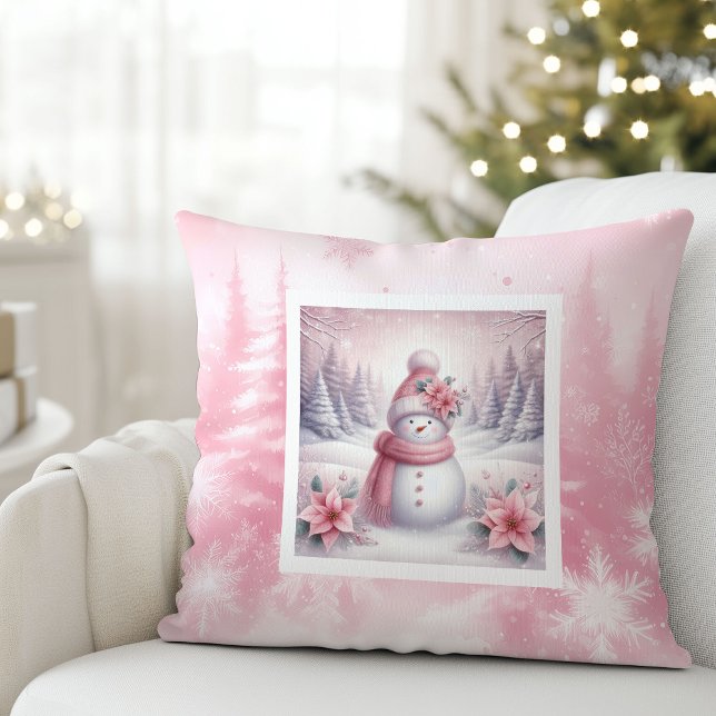 Almofada Pretty Pink Snow Scene Pillow Sweet Snowman (Pretty Pink Snow Scene Pillow Sweet Snowman)