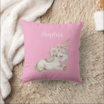 Almofada Pretty Pink White Floral Unicorn<br><div class="desc">Pretty Pink White Floral Unicorn</div>