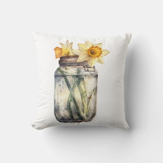 Almofada Primavera Daffodil flor Vase (Frente)
