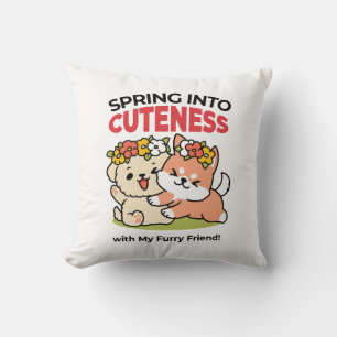 Almofada Primavera dentro da cutena - Ilustração Adorável d