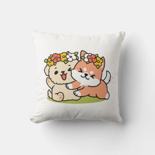 Almofada Primavera dentro da cutena - Ilustração Adorável d