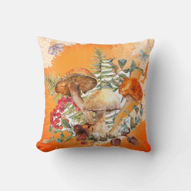 Almofada Primavera Florais, Borboleta, Cogumelos (Frente)