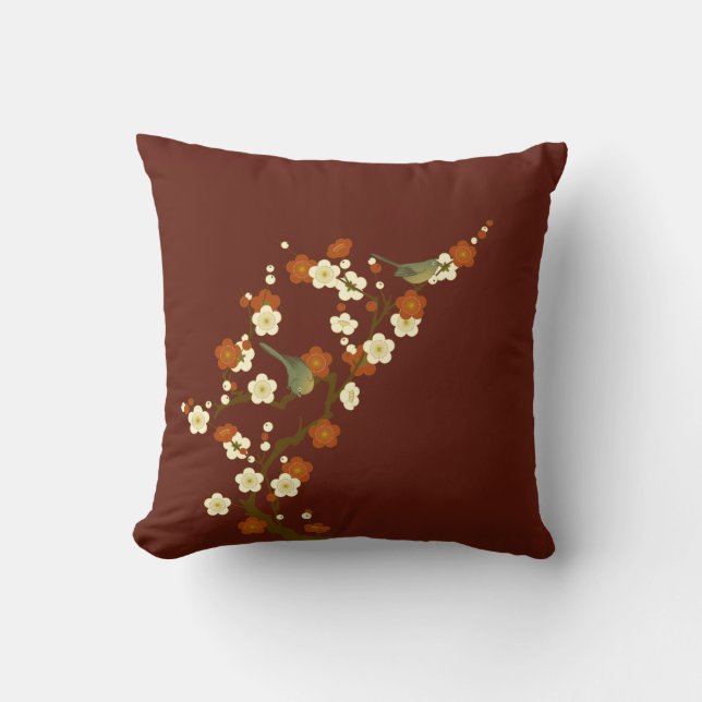 Almofada Primavera Japonês Sweet Green Songbird (Frente)