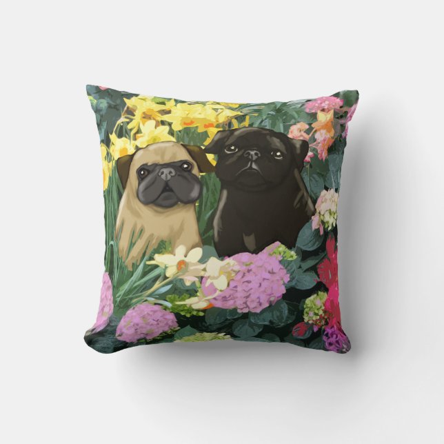 Almofada Primavera pugs Bons presentes de arte (Frente)