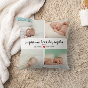 Almofada Primeiro Dia de as mães Personalizado Com 4 Fotos