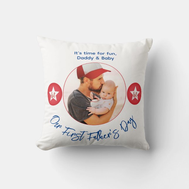 Almofada Primeiro Dia de os pais de Foto Simples de Keepsas (Frente)