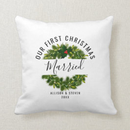 Almofada Primeiro Natal Casado Berry Wreath Personalizado