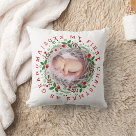 Almofada Primeiro Natal como a vovó coroa vermelha
