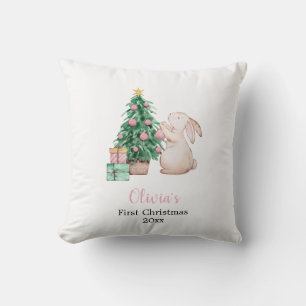 Almofada Primeiro Natal do Bebê personalizado tema coelho