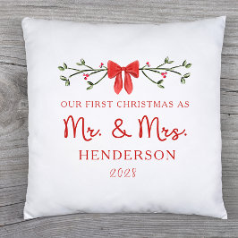 Almofada Primeiro Natal Sr. & Sra. Casal Recém-Casados Feri