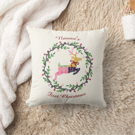 Almofada Primeiro Veado de Natal com Coroa Personalizada