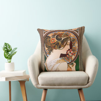 Almofada Primrose por Alphonse Mucha