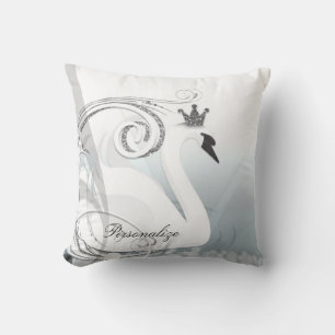Almofada Princesa Cisne Prata & Branco Chique Personalizado