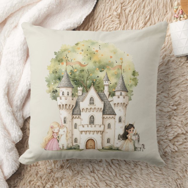 Almofada Princesa de Conto de Fadas em Aquarela Caprichosa (Cobertor)