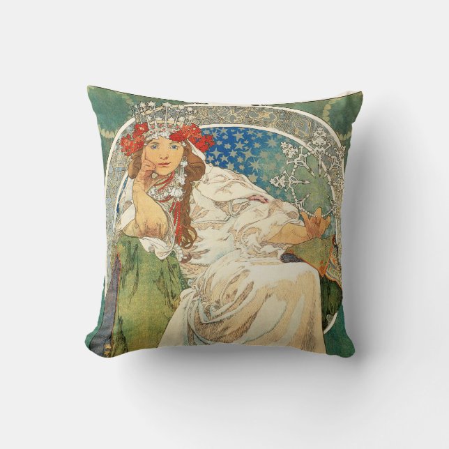 Almofada Princesa Jacinto Descansar de Alphonse Mucha (Frente)