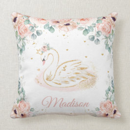 Almofada Princesa Swan Blush Rosa Verde-Floral Rosa