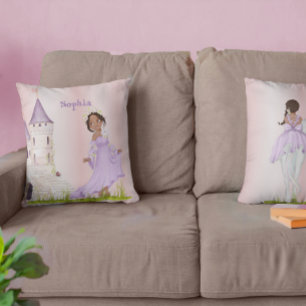 Almofada Princesa Unicorn - Cabelo Escuro - Cuta Roxa