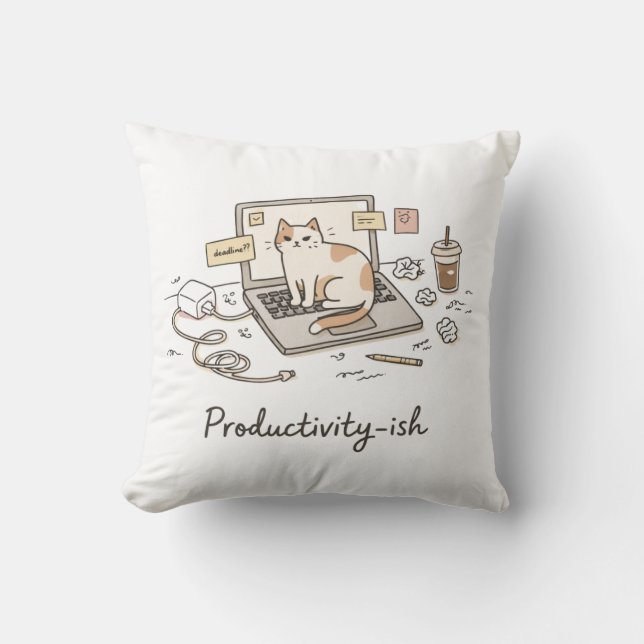 Almofada Produtividade-ish Trabalho de Casa Engraçado (Frente)