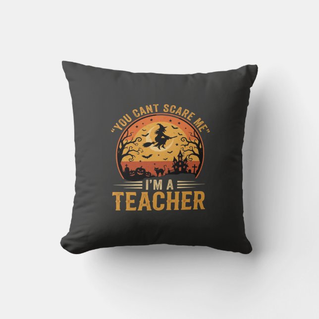 Almofada Professor de Halloween Bruxa Gato Design (Frente)