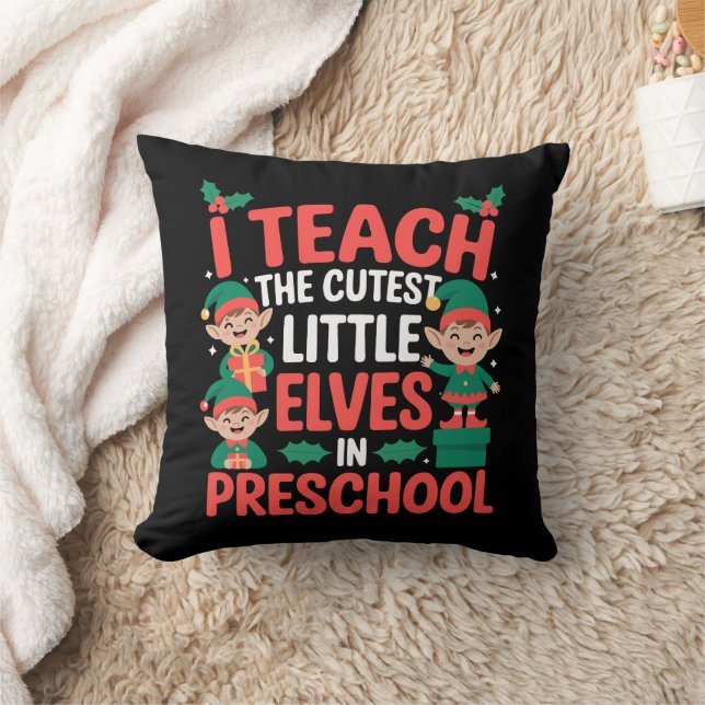 Almofada Professor de Natal Eu Ensino Elfos Mais Fofos Pré- (Cobertor)