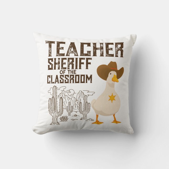 Almofada Professor de volta à escola Cowboy Retro Goose Eng (Frente)