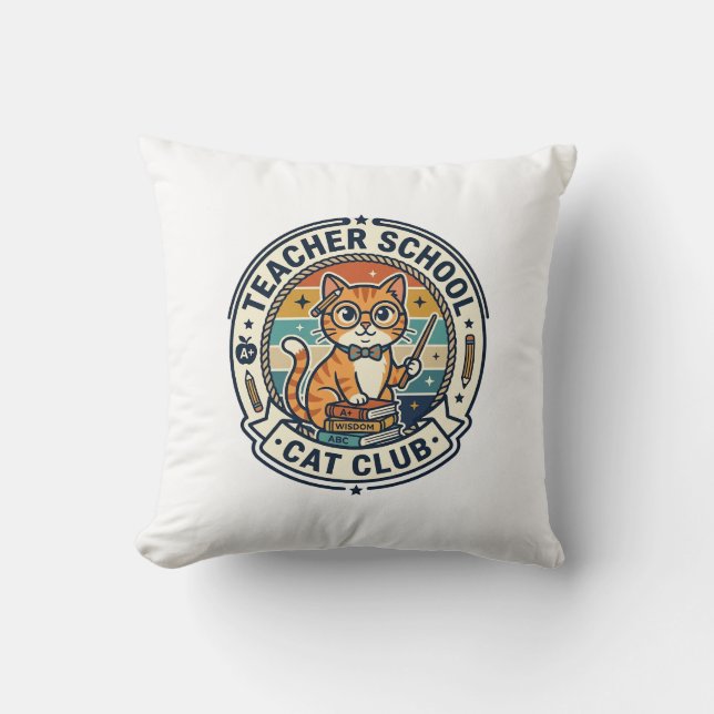 Almofada Professor Escola Gato Design Fofo Gatinho - Profes (Frente)