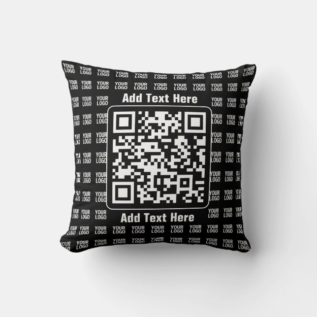 Almofada Promotional QR code (editable) plus Logo Pattern (Frente)