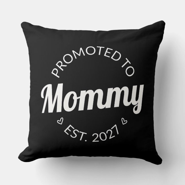 Almofada Promovida a Mamãe Est 2027 Anúncio de Nova Mamãe E (Frente)