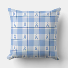 Almofada Prostate Cancer Awareness Plaid Light Blue Ribbon