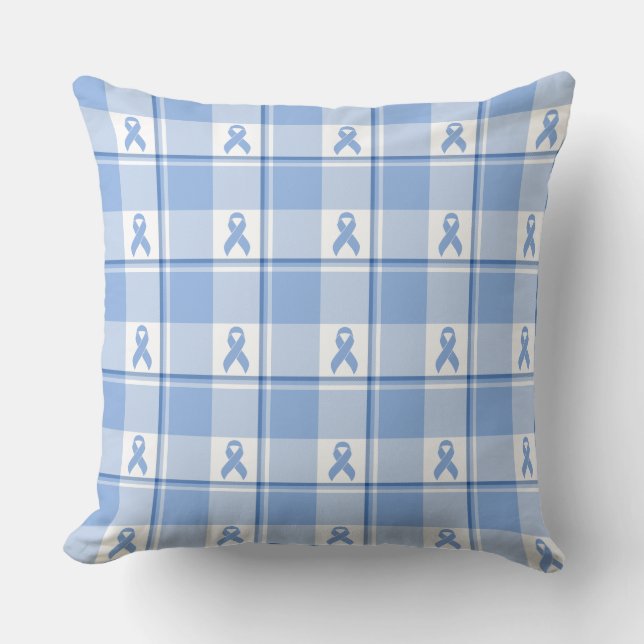 Almofada Prostate Cancer Awareness Plaid Light Blue Ribbon (Frente)